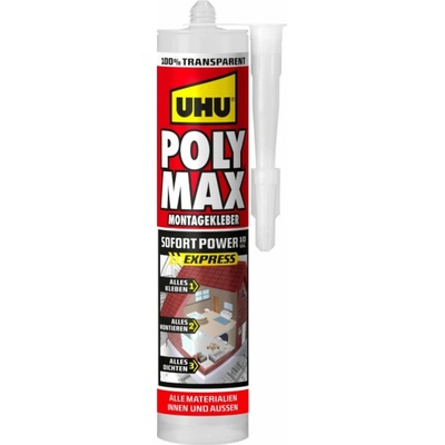 UHU Poly Max montážní lepidlo s okamžitým účinkem, transparentní 300 g