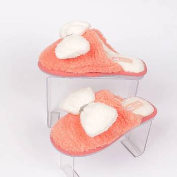 Image 1 of Пухкави пантофи в оранжево с голяма бяла панделка