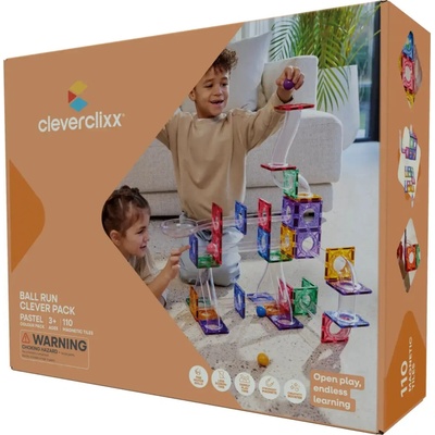 Cleverclixx Kuličkodráha Pastel magnetická 110 ks