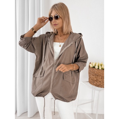 Fashionweek Dámska bavlnená oversize mikina s kapucňou na zips Ub-Jealla Mocca
