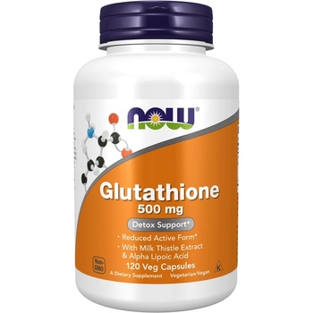 NOW NOW Glutathione Milk Thistle Extract 500 mg, 120 Veg Capsules