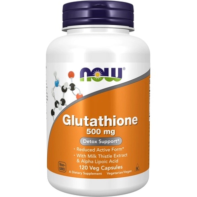 NOW NOW Glutathione Milk Thistle Extract 500 mg, 120 Veg Capsules