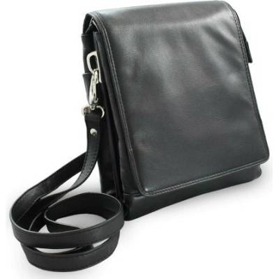 Čierny veľký kožený pánsky crossbag Angela