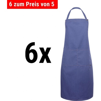 G.Gastro 6 ks Karlowsky Kožená zástěra s laclem Jeans-Style vintage modrá D9785510