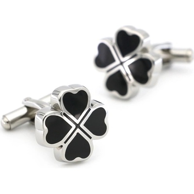 Amparo Miranda manžetové knoflíčky Čtyřlístek černý – Zboží Dáma