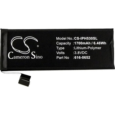 Cameron Sino iPhone 5S CAMERON SINO Li-Polymer батерия 3.8V/1700mAh, съвместима с Apple 616-0652, ЧЕРНА CS-IPH530SL (CS-IPH530SL)