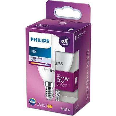 Philips LED žárovka E14 7W/60W 806lm 4000K matná