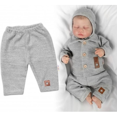 Baby Nellys Pletené kalhoty Hand Made Boy bílé
