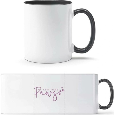 PrintEQ TTH Dvoubarevný Hrnek Design Moje děti mají tlapky Bílá Černá Standard Dárky 250 ml