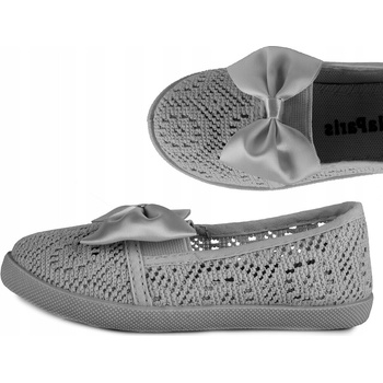 Čipkované prelamované ľahké tenisky mašlička šedé