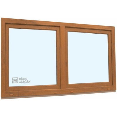KÖMMERLING Plastové okno - 70 AD, 1800x900 mm, O/OS sloupek, zlatý dub ornamentální (kůra čirá), zlatý dub/bílá