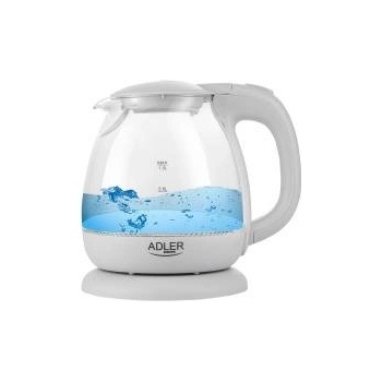 Adler AD 1238 Elektrischer Wasserkocher aus Glas, klein, 1 l, 1100 W, LED-Beleuchtung, 1100 W, 1 Lit