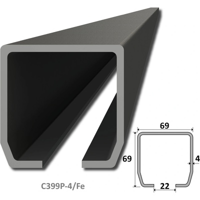C profil PICOLLO 69 x 69 x 4 x 2000 mm, černý Fe