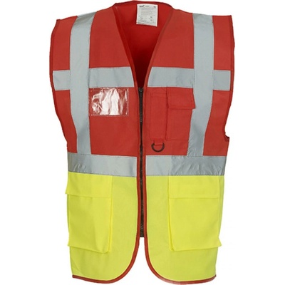 Yoko vesta HVW801 Hi Vis multifunkční výstražná červená žltá hi vis