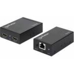 Manhattan HDMI ETHERNET KIT HDMI 1080p over Ethernet Extender Kit, Up to 50m with Single Cat6 Cable, Tx & Rx Modules, IR Support