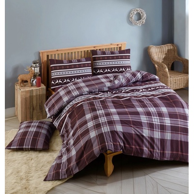 TiaHome Obliečky Vianočné flanel Noel bordový 200x140 90x70