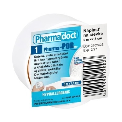 Pharmadoct Náplasť na cievke 5 m x 2,5 cm