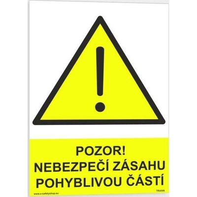 Traiva s.r.o Pozor nebezpečí zásahu pohyblivou částí Verze: Plast 148 x 210 mm (A5) tl. 0.5 mm - Kód: 06977
