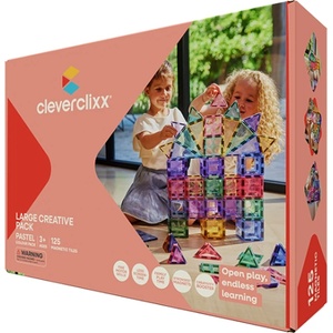 Cleverclixx Магнитен строителен комплект Creative Pack Pastel - 125 бр (CLEVER_CC-1005)