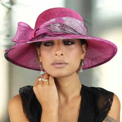 Krumlovanka Dámský slavnostní klobouk ART Handcrafted Sinamay hat Co-11322 růžový batik