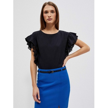 Moodo Черна дамска блуза с волани на раменете Moodo Moodo | Cheren | ЖЕНИ | XS