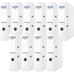DONAU Premium Wide Folder Pack of 10/DIN A4/7.5 cm/10 Pieces/White/Plastic Cover PP/Carton Paper Slot Folder Office Folder File Ring Binder/Green Dot - 3975001PL-09