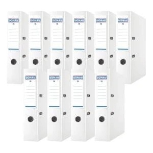 DONAU Premium Wide Folder Pack of 10/DIN A4/7.5 cm/10 Pieces/White/Plastic Cover PP/Carton Paper Slot Folder Office Folder File Ring Binder/Green Dot - 3975001PL-09