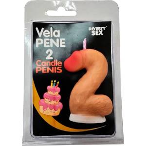  Свещ във формата на пенис, цифрата 2 - Penis Shape Candle Flesh (D-246287)