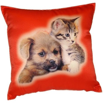 Dadka vankúš Mačiatko a pes v červenom 40x40