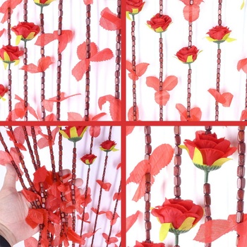 Image 1 of 180 х 90 см дървени ресни за врата с червени цветя и 15 нишки (q74)