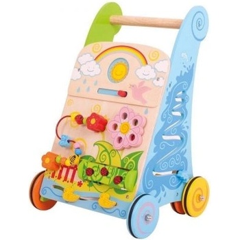 Bigjigs Toys - Дървен уокър - Проходилка с активности 6 в 1 - Цвете (BB113)