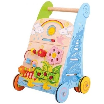 Bigjigs Toys - Дървен уокър - Проходилка с активности 6 в 1 - Цвете (BB113)