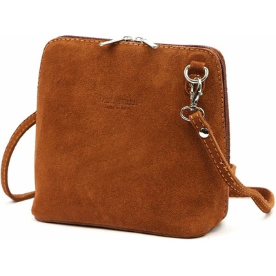 Malá kožená semišová crossbody kabelka no. 03 světlehnědá