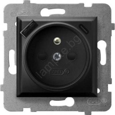 OSPEL - Домашен контакт без рамка 230V + 1xUSB-A + 1xUSB-C ARIA черен (OE0030)