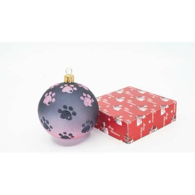 Morko Vánoční ozdoba růžová s packami 1 kus, průměr 8cm