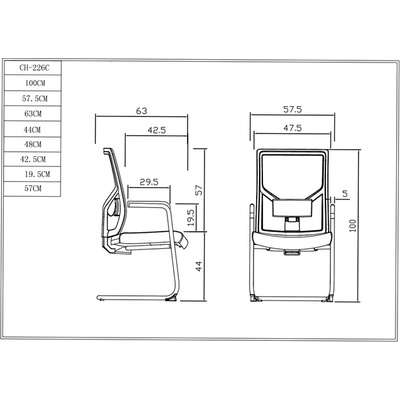 RFG Посетителски стол RFG Snow M, дамаска и меш, до 120 kg, черна седалка, черн (4010100331)