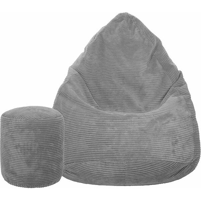 TopKing sedací vak + podnožník XL menčester Lincoln sivý 125 cm