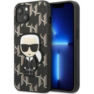 KARL LAGERFELD Кейс Karl LagerfeldKLHCP13SPMNIKBK за iPhone 13 mini 5.4", твърд, черен / черен, Monogram Ikonik Patch (KF001320-0)
