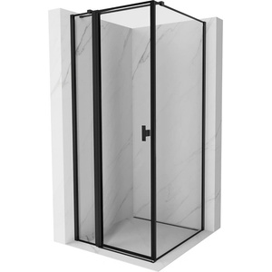 Mexen Mist T падащ ляв душ кабина 90 x 90 см, черна рамка, черна - 8A4T-090-090-70-70-L (8A4T-090-090-70-70-L)