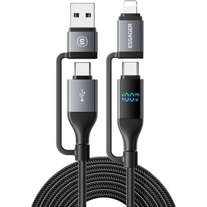 Essager 4 в 1 Кабел за Данни с Дигитален Дисплей pd 100w Бързо Зареждане 1 м