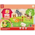 Hape Дървен образователен пъзел Hape - Ферма, 10 части (H1458) - baby