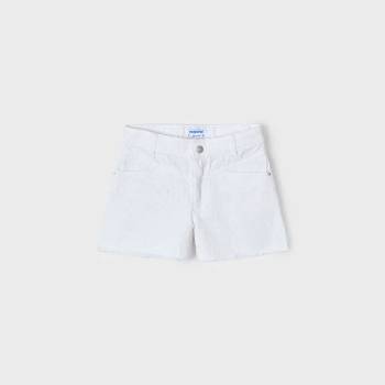 Mayoral Панталон къс плътен памук в бял цвят за мини момиче Майорал