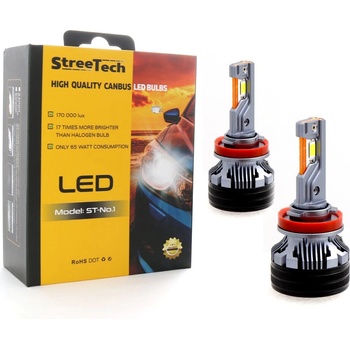 StreeTech Лед крушки - Led система H11 / H8 / H9 Streetech модел STN1 за фарове - 170 000 Лукса, 65W - Canbus 6000K - 1700% повече светлина (H11STN1)