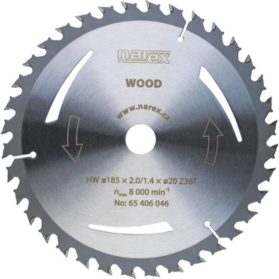 Narex Pílový kotúč Wood 185 x 2,0/1,4 x 20 Z36T 65406046