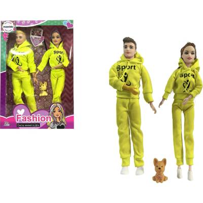 Mamido Panenky Fashion Couple s pejskem, sportovní pár žlutá MT1192