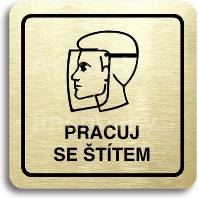 ACCEPT Piktogram pracuj se štítem II - zlatá tabulka - černý tisk