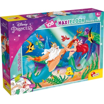 Lisciani Двулицев пъзел Lisciani за оцветяване от 108 части - Малката русалка (31788)