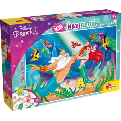 Lisciani Двулицев пъзел Lisciani за оцветяване от 108 части - Малката русалка (31788)