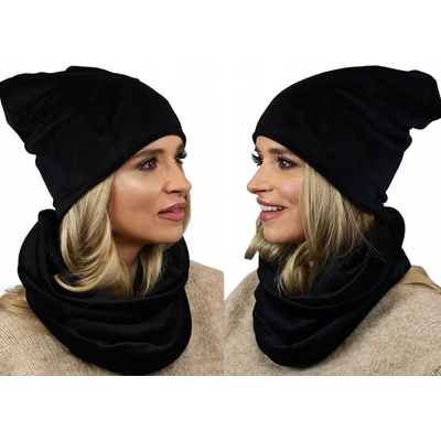Fashionweek dámský velurový set čepice + trubička-šála ZIZI-BV Černá