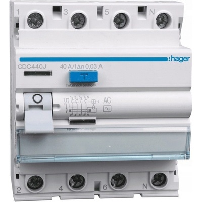 Hager Proudový chránič 4P 40A 0,03A typ AC CDC440J